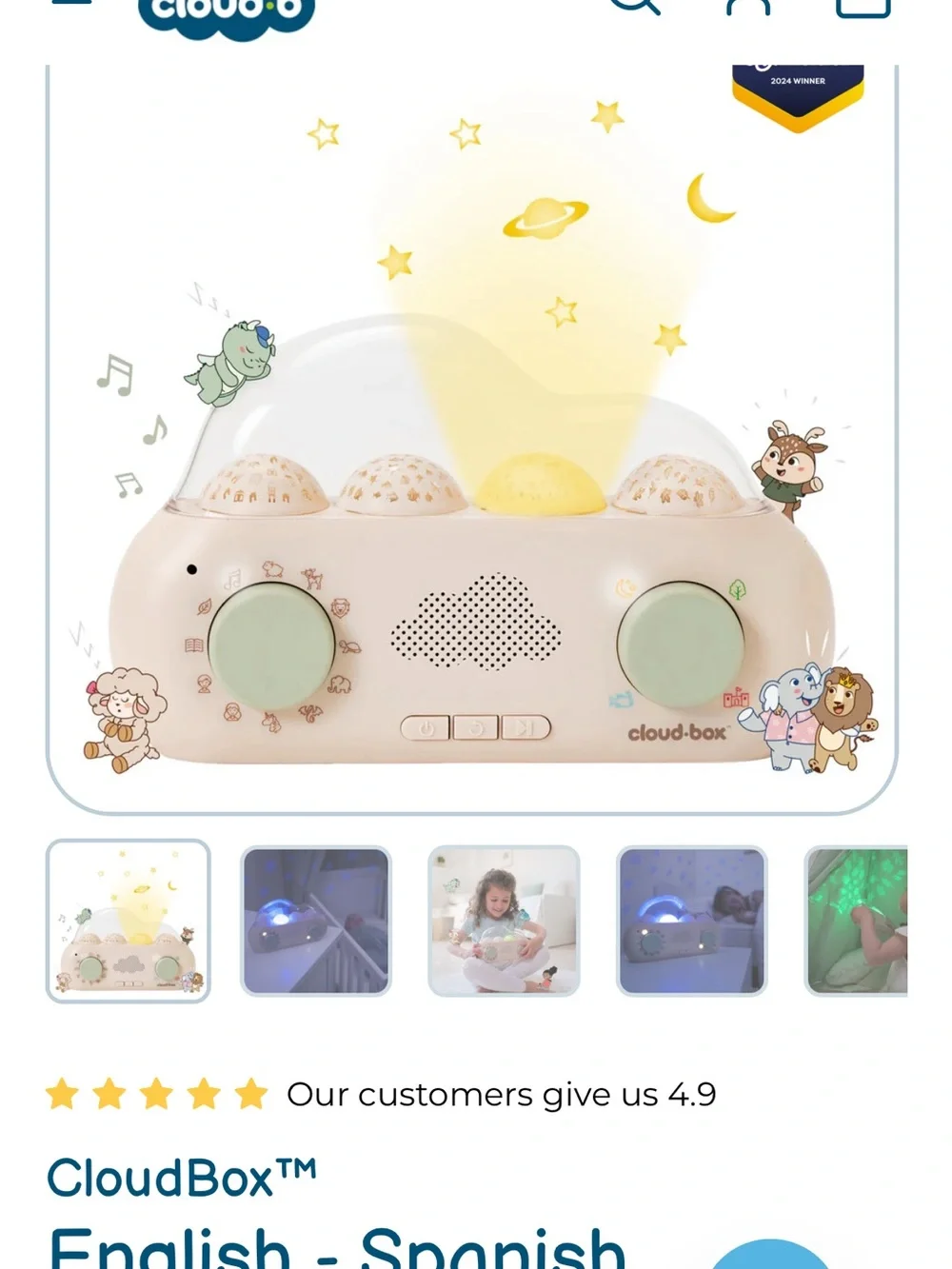 Kids Dream Night Light and Audio Player - Cream/Light Green
